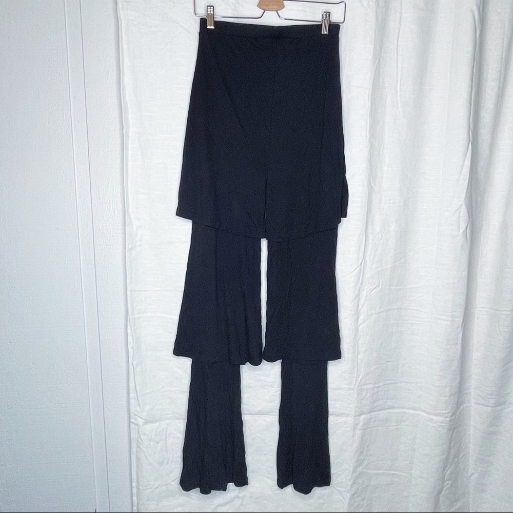 ASOS Design Tiered Ruffle Pants Black 4 Layered Wide Leg High Rise Street Fasion - Picture 4 of 11